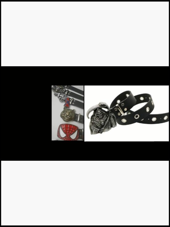 Metal Skull Head Leather Buckle Belt Unisex Punk Decorative Waist Band